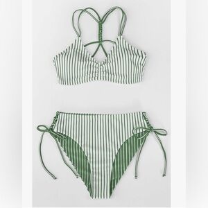 CUPSHE Women's 2 Piece Bikini Set Back Braided Straps with Reversible Bottom NWT